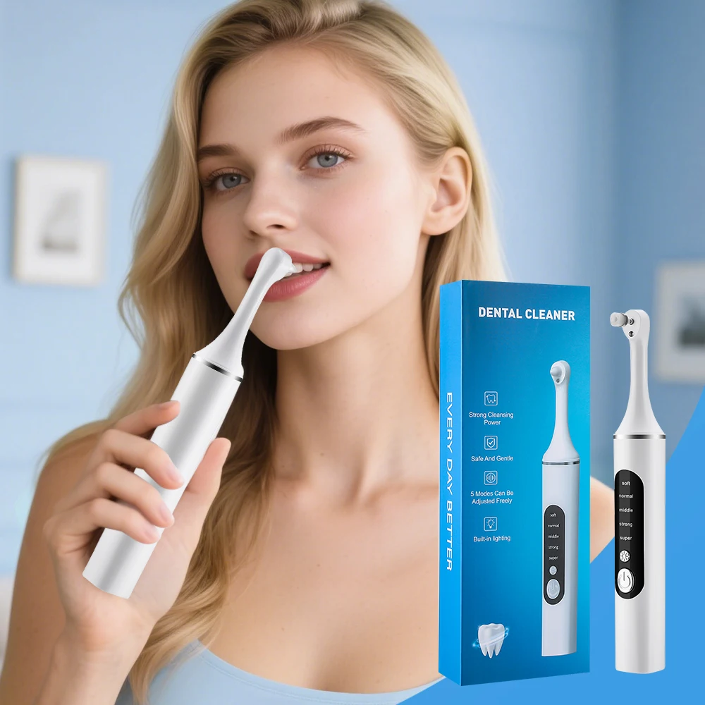 Teeth Whitening Or Tooth Whitening - Elektrischer Zahnpolierer, Zahnaufhellungsreiniger, 6 Bürstenköpfe, LED-Licht,
