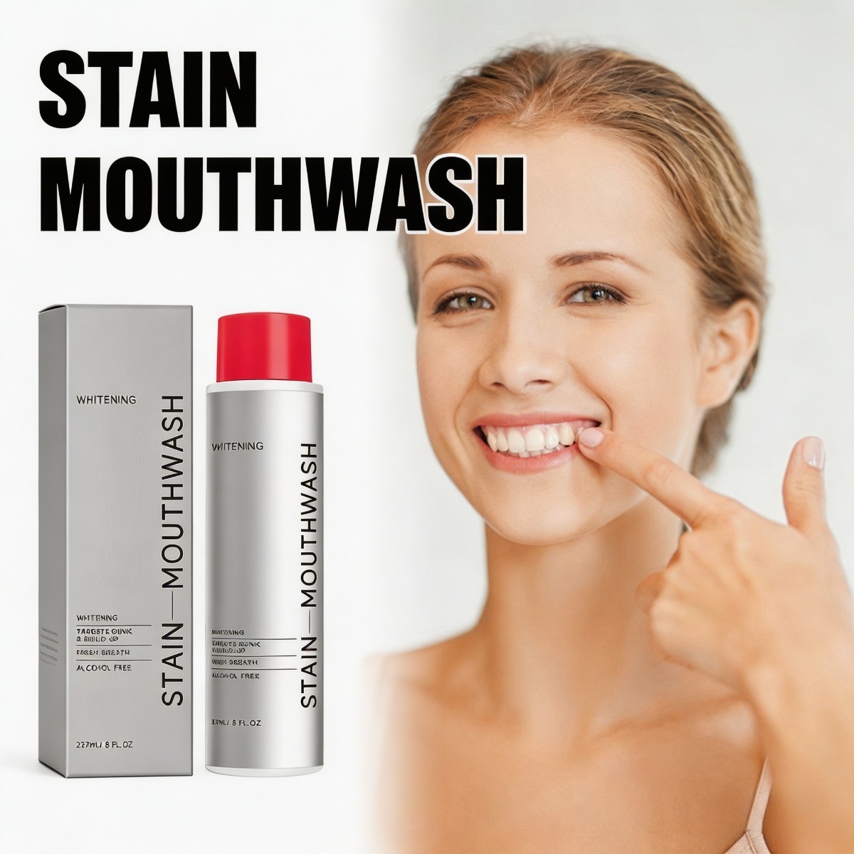 Teeth Whitening Promotion - Fleckenbleichende Mundspülung, Zahnbelag-Entferner für Frischen Atem,