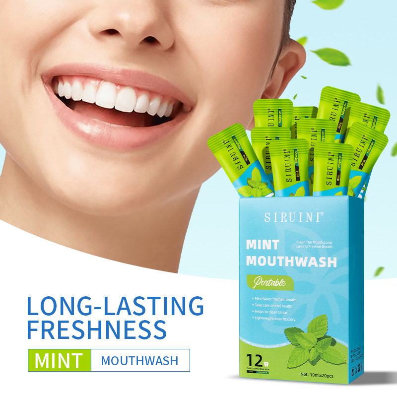 Whitening Mouthwash - 20 Stück Einweg-Mundwasser, alkoholfrei, ohne Alkohol,