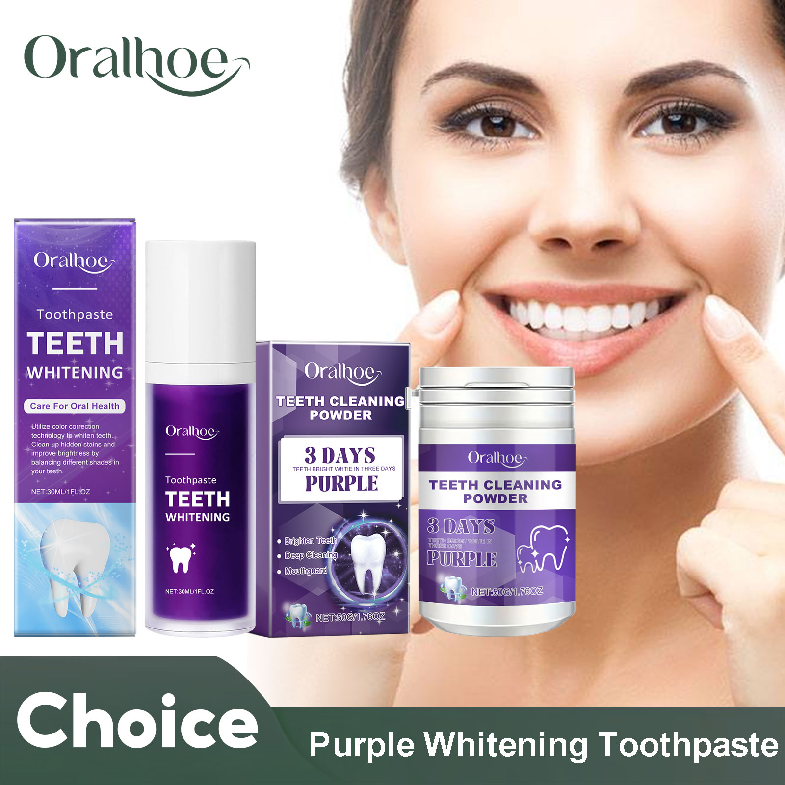 Teeth Whitening Best - Lila Korrektor Zahnaufhellung Zahnpasta Tiefenreinigung Zähne