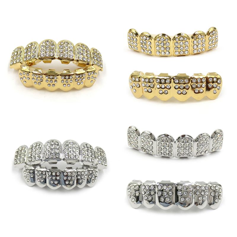 Teeth Whitening Moulds - Modische HIPHOP-Zahnspangen, Gold-/Silberzähne oben und unten