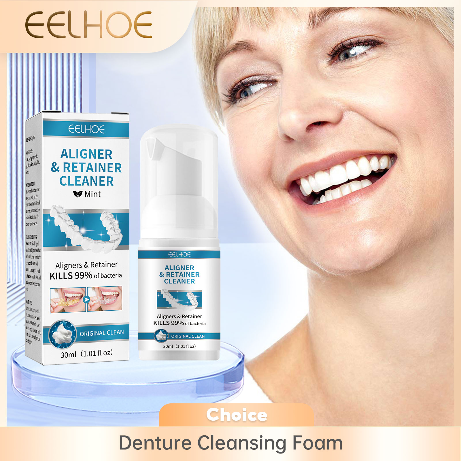 Teeth Whitening Best - Aligner-Prothesenreiniger, Schaumstoff, Tiefenreinigung, Entfernen von Zahnspangenflecken,