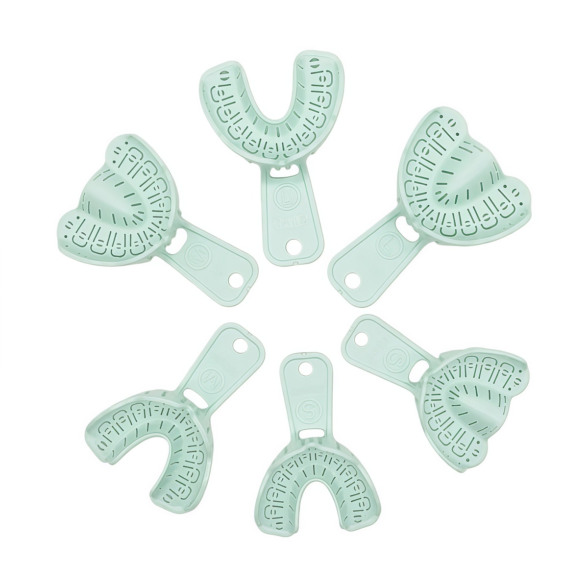 Teeth Whitening Tray - 6 Stück Zahnimplantat-Abdrucklöffel Grün Vollmund-Abdrucklöffel Herausnehmbare