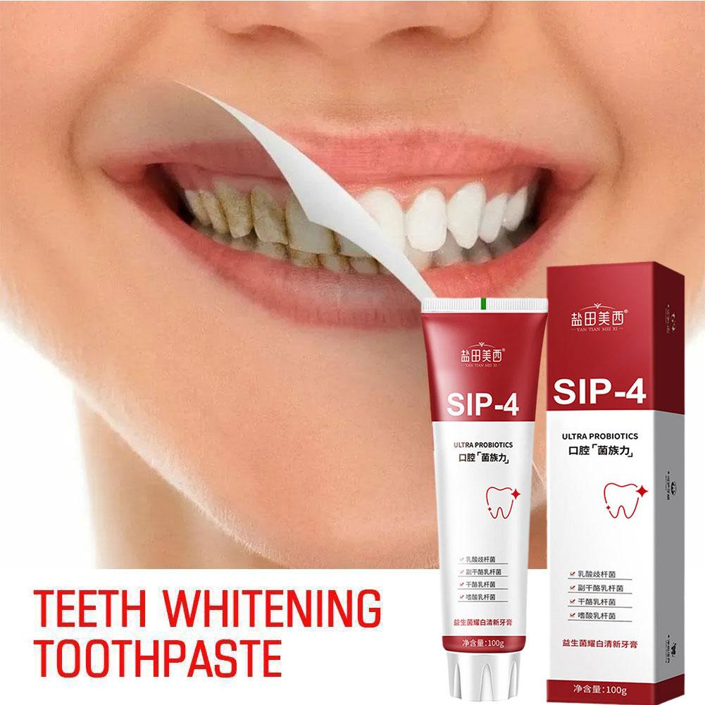 Teeth Whitening Best - 100g Sip-4 Probiotische Zahnaufhellungs-Zahnpasta Aufhellend Gelb