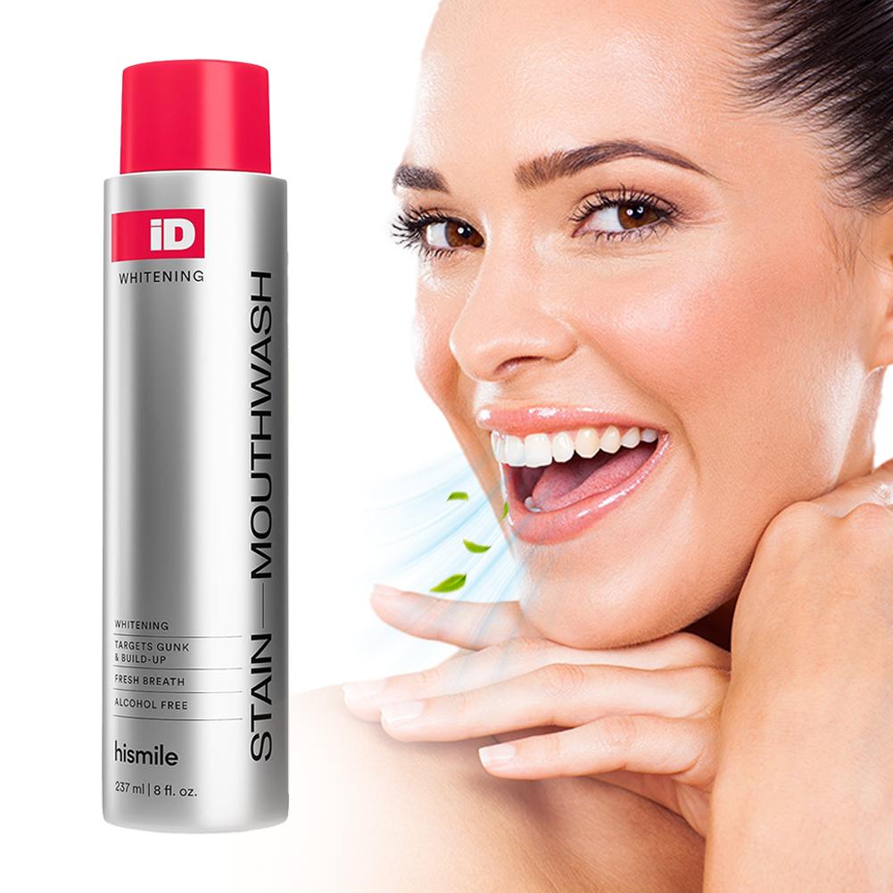 Whitening Mouthwash - Hismile iD Alkoholfreies Mundwasser, Tiefenreinigung, Fleckenentfernung,